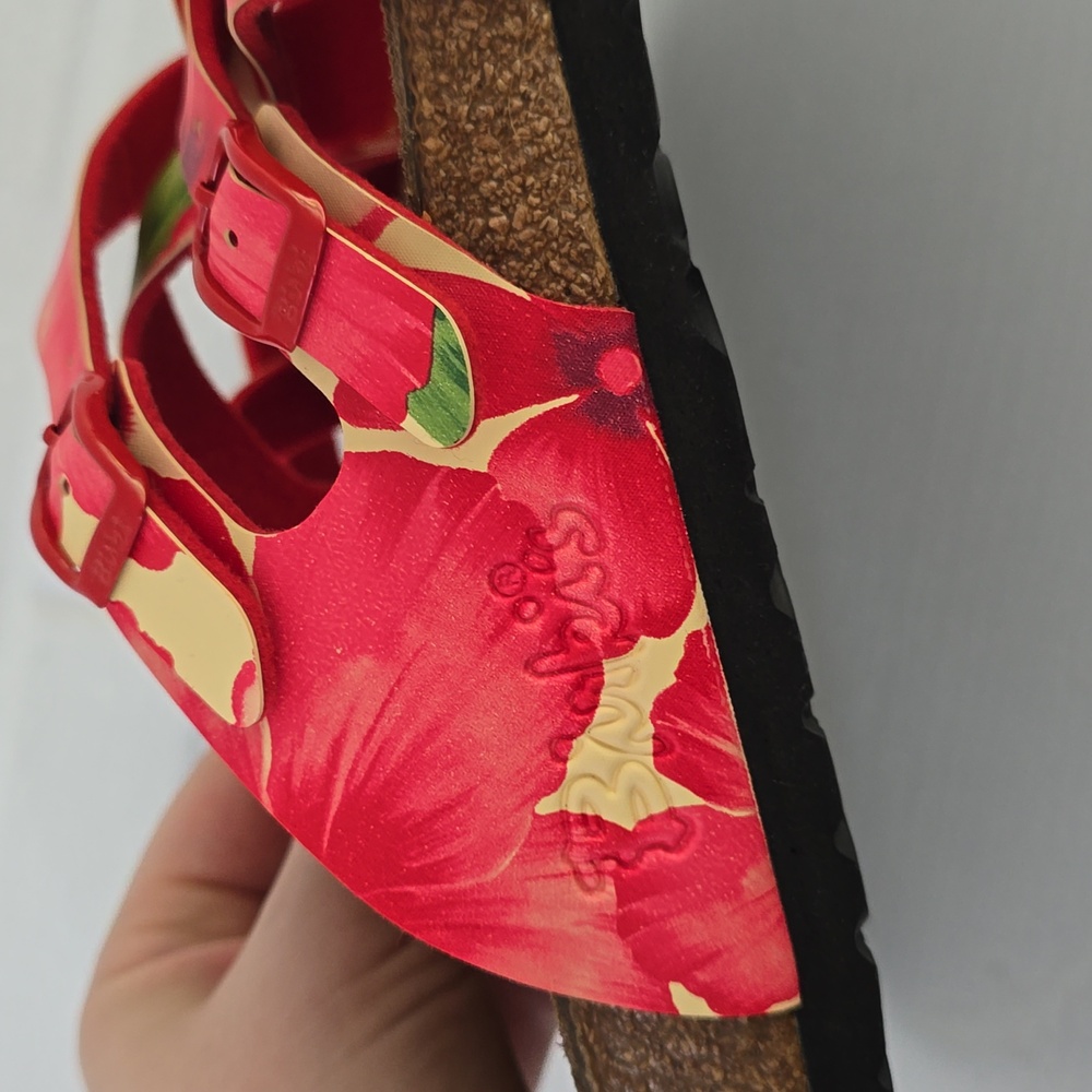 Birkenstock Floral Red Pink Sandals - Picture 5 of 10